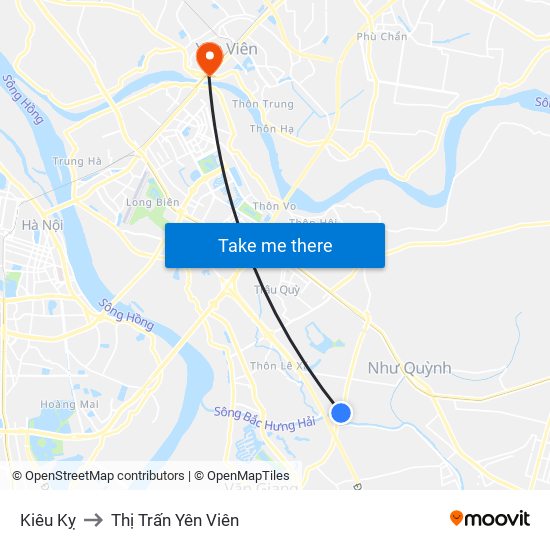 Kiêu Kỵ to Thị Trấn Yên Viên map