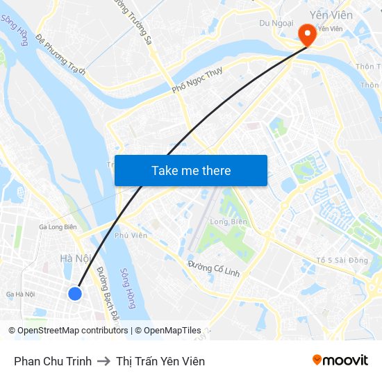 Phan Chu Trinh to Thị Trấn Yên Viên map