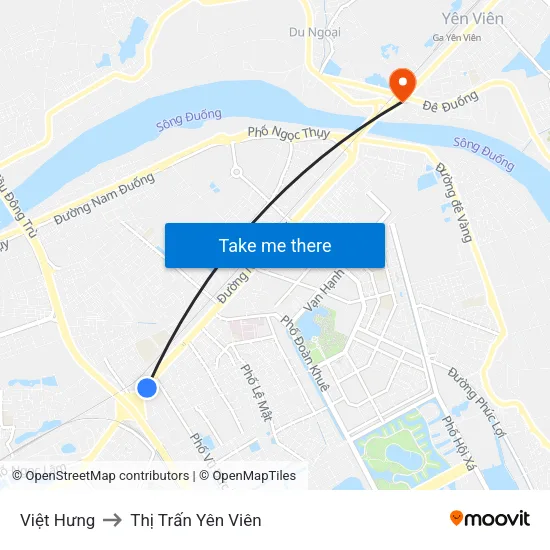 Việt Hưng to Thị Trấn Yên Viên map