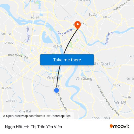 Ngọc Hồi to Thị Trấn Yên Viên map