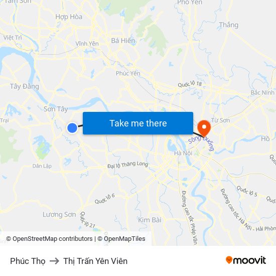 Phúc Thọ to Thị Trấn Yên Viên map