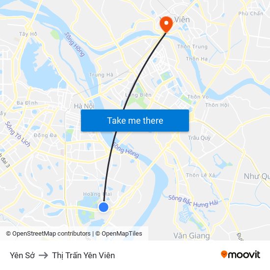 Yên Sở to Thị Trấn Yên Viên map