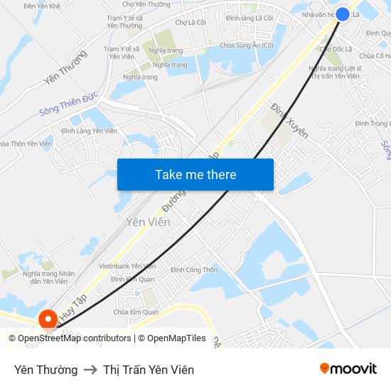 Yên Thường to Thị Trấn Yên Viên map