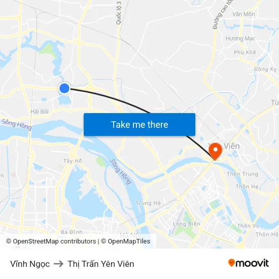Vĩnh Ngọc to Thị Trấn Yên Viên map