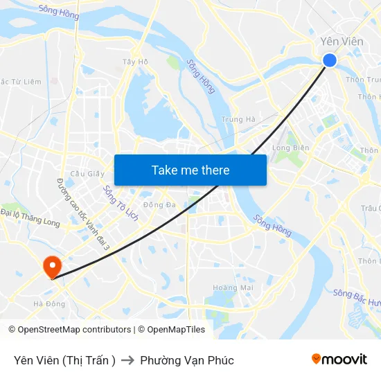 Yên Viên (Thị Trấn ) to Phường Vạn Phúc map