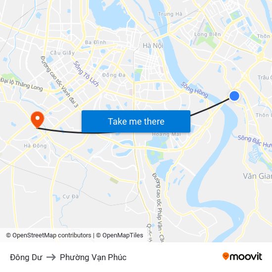 Đông Dư to Phường Vạn Phúc map