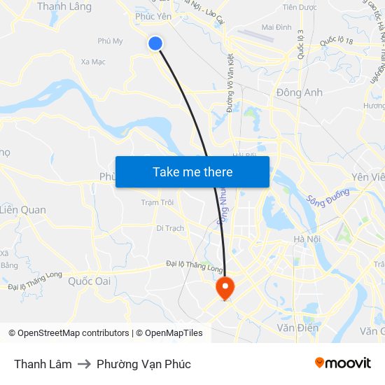 Thanh Lâm to Phường Vạn Phúc map