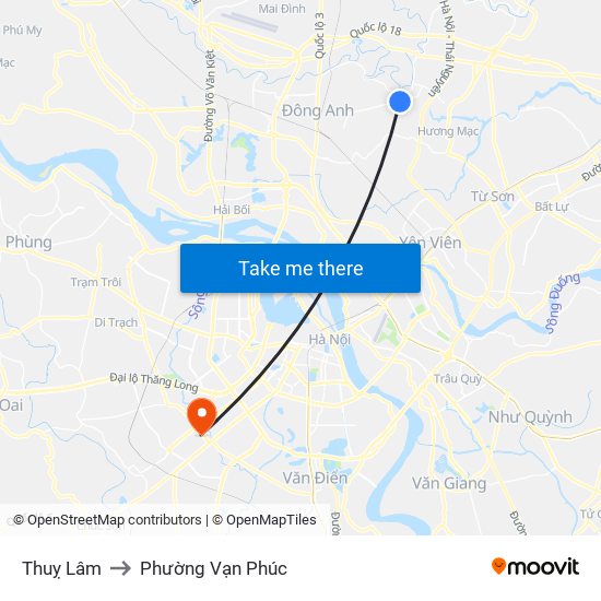 Thuỵ Lâm to Phường Vạn Phúc map