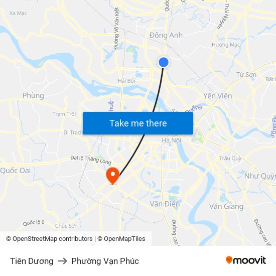 Tiên Dương to Phường Vạn Phúc map