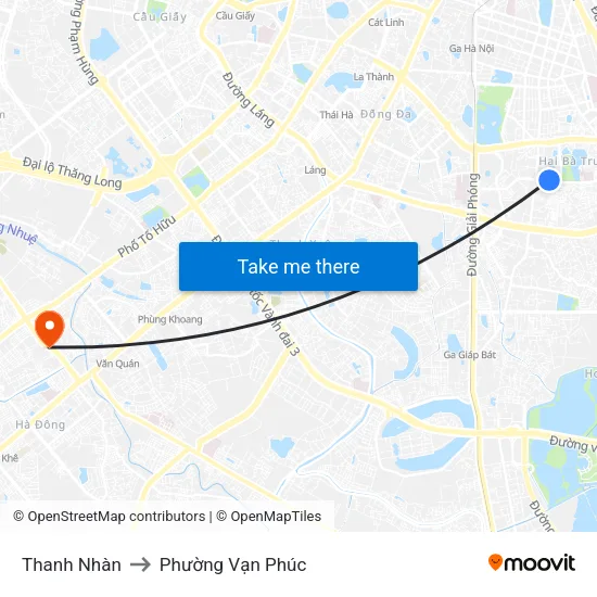 Thanh Nhàn to Phường Vạn Phúc map