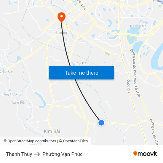 Thanh Thùy to Phường Vạn Phúc map