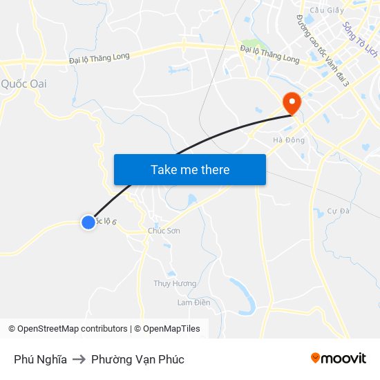 Phú Nghĩa to Phường Vạn Phúc map