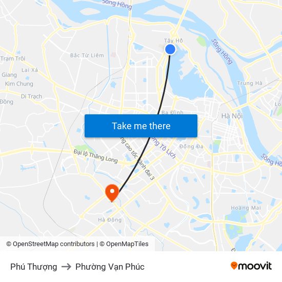 Phú Thượng to Phường Vạn Phúc map