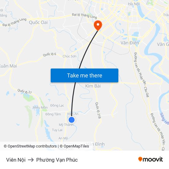 Viên Nội to Phường Vạn Phúc map