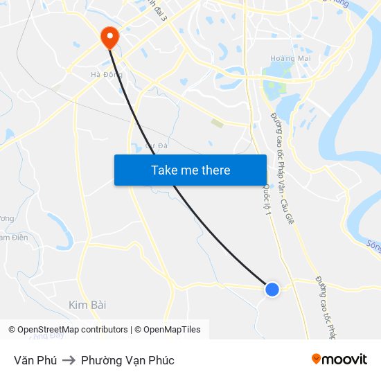 Văn Phú to Phường Vạn Phúc map