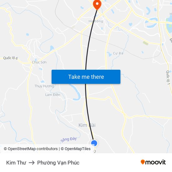 Kim Thư to Phường Vạn Phúc map