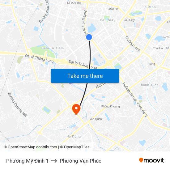 Phường Mỹ Đình 1 to Phường Vạn Phúc map