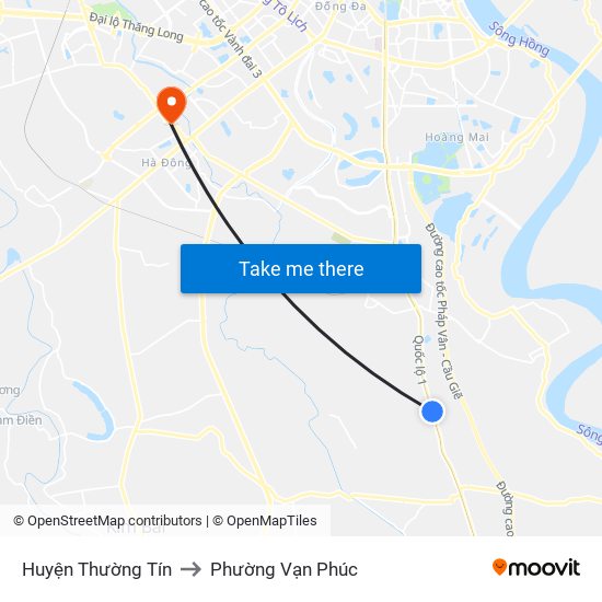 Huyện Thường Tín to Phường Vạn Phúc map
