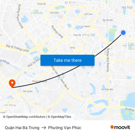 Quận Hai Bà Trưng to Phường Vạn Phúc map