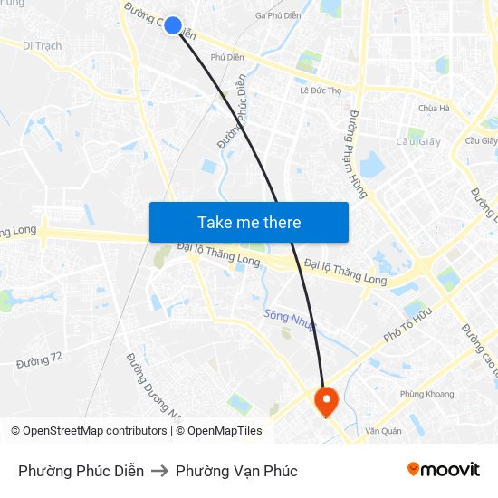 Phường Phúc Diễn to Phường Vạn Phúc map