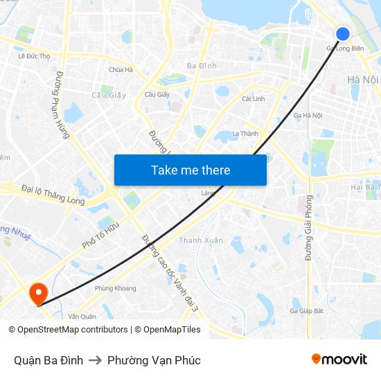 Quận Ba Đình to Phường Vạn Phúc map