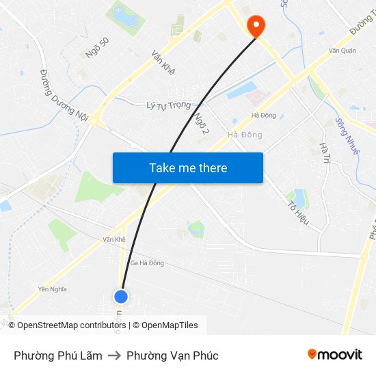 Phường Phú Lãm to Phường Vạn Phúc map