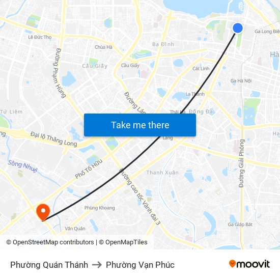 Phường Quán Thánh to Phường Vạn Phúc map