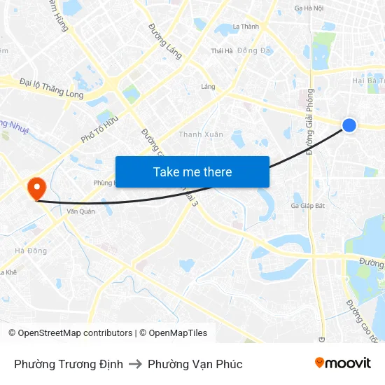 Phường Trương Định to Phường Vạn Phúc map