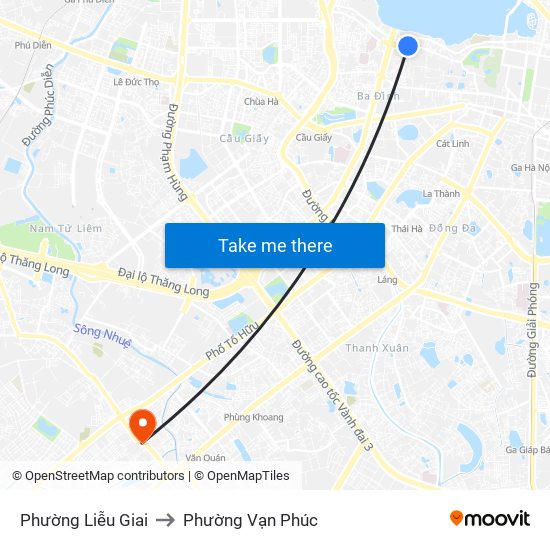 Phường Liễu Giai to Phường Vạn Phúc map