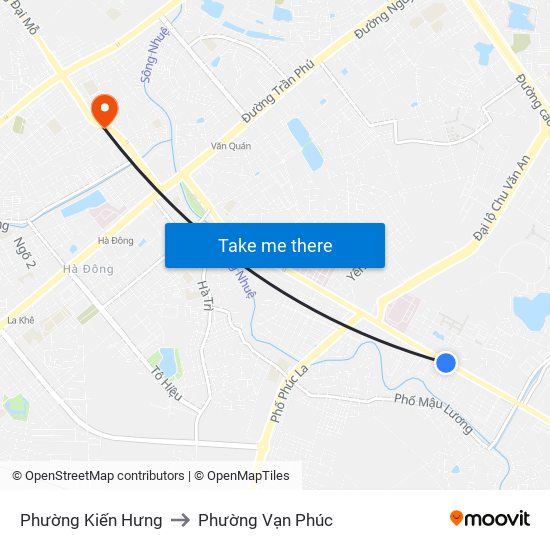 Phường Kiến Hưng to Phường Vạn Phúc map