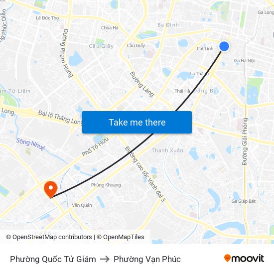 Phường Quốc Tử Giám to Phường Vạn Phúc map