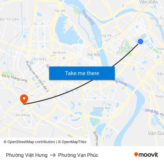 Phường Việt Hưng to Phường Vạn Phúc map