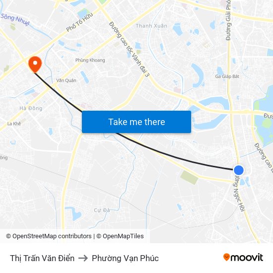 Thị Trấn Văn Điển to Phường Vạn Phúc map