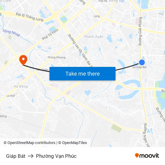 Giáp Bát to Phường Vạn Phúc map