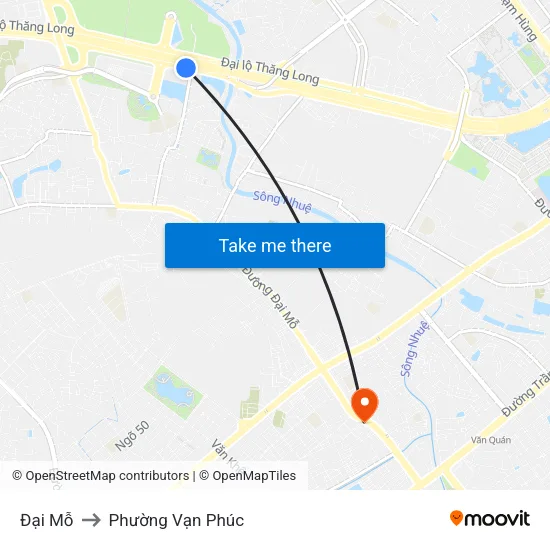 Đại Mỗ to Phường Vạn Phúc map