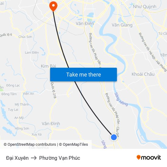 Đại Xuyên to Phường Vạn Phúc map