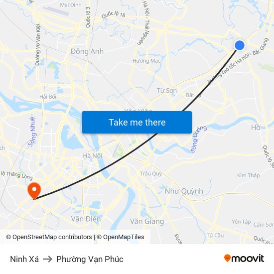 Ninh Xá to Phường Vạn Phúc map