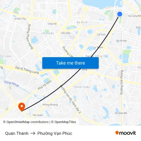 Quán Thánh to Phường Vạn Phúc map