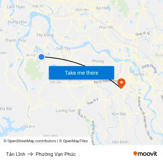 Tản Lĩnh to Phường Vạn Phúc map