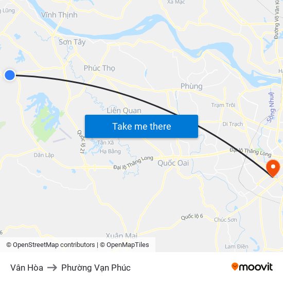 Vân Hòa to Phường Vạn Phúc map