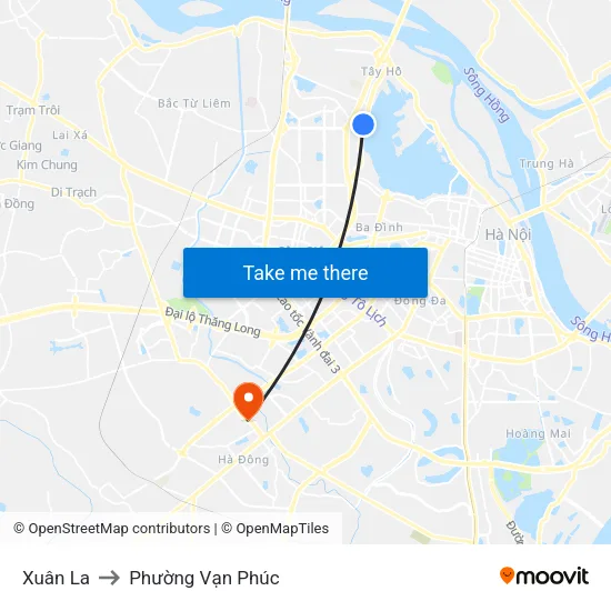 Xuân La to Phường Vạn Phúc map