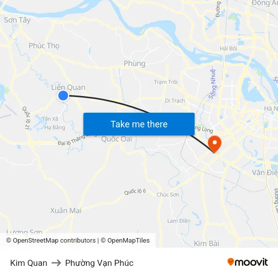 Kim Quan to Phường Vạn Phúc map