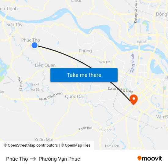 Phúc Thọ to Phường Vạn Phúc map