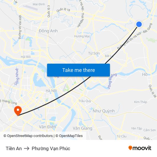 Tiền An to Phường Vạn Phúc map