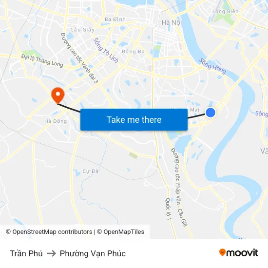 Trần Phú to Phường Vạn Phúc map
