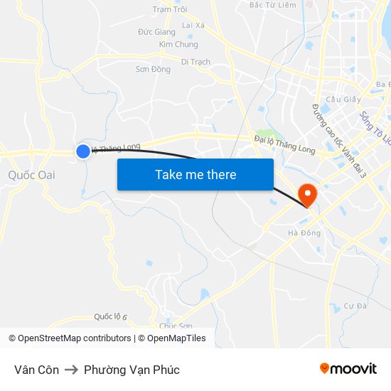 Vân Côn to Phường Vạn Phúc map