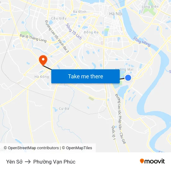 Yên Sở to Phường Vạn Phúc map