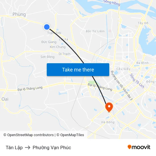 Tân Lập to Phường Vạn Phúc map