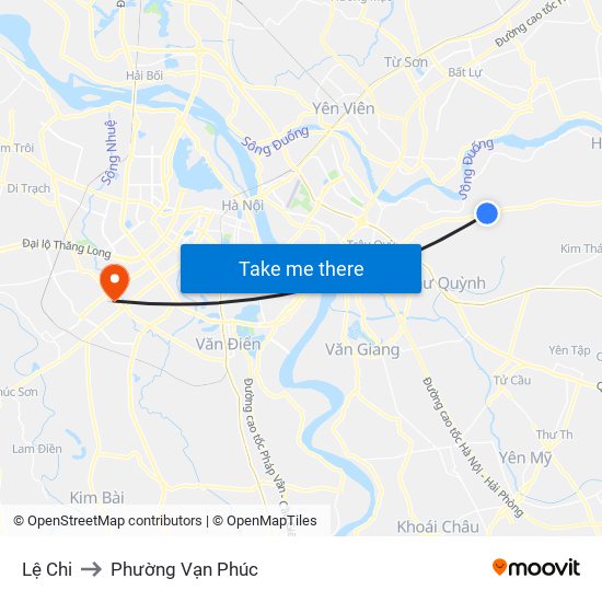 Lệ Chi to Phường Vạn Phúc map