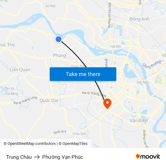 Trung Châu to Phường Vạn Phúc map